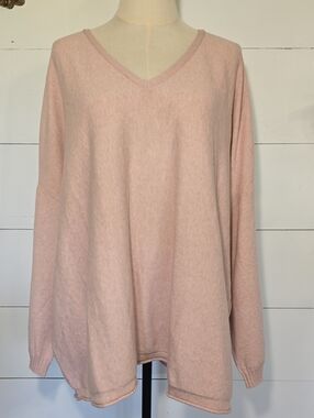 NWT NIC+ZOE Active Performance Ready V-Neck Sweater Pink XL